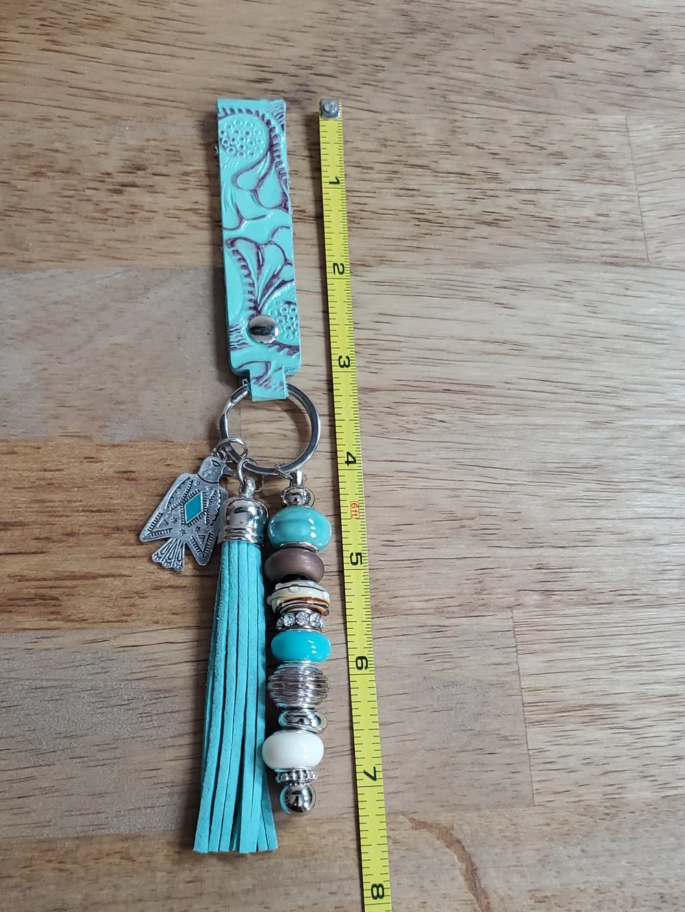 Green Tassel Bead Keychain Charm